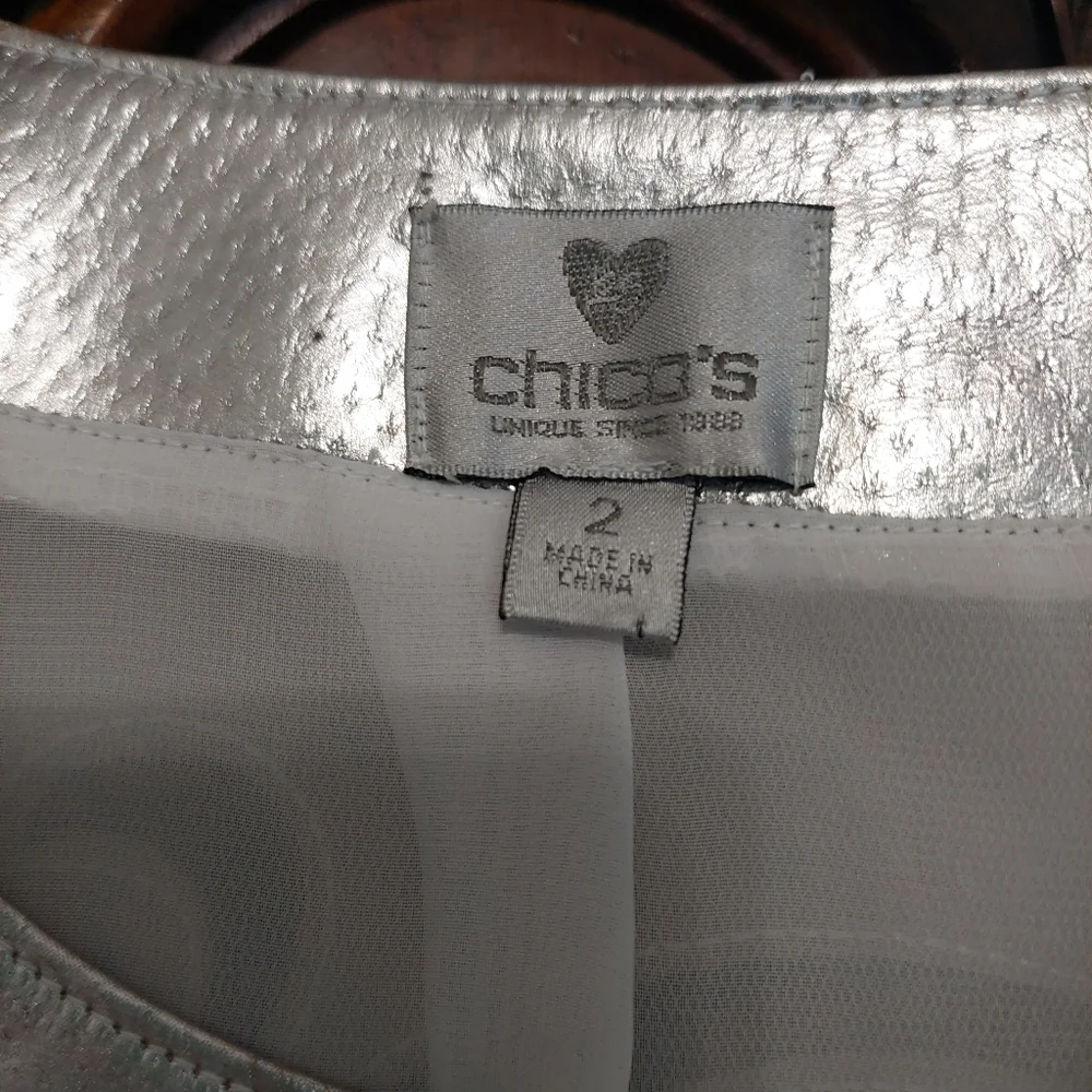 Chico's Siver cut out vegan leather blazer - Picture 2 of 8